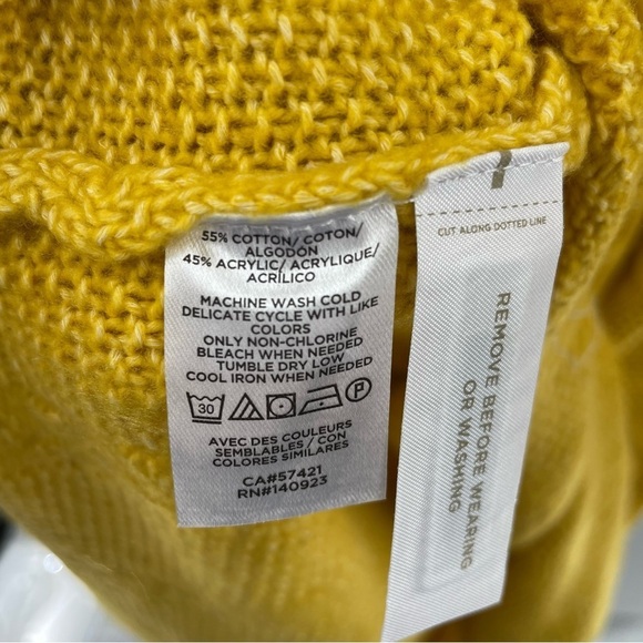 NWT Ann Taylor Butter Yellow and White Cable Knit Cowl Neck Cotton Sweater Dress - Picture 7 of 14